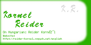 kornel reider business card